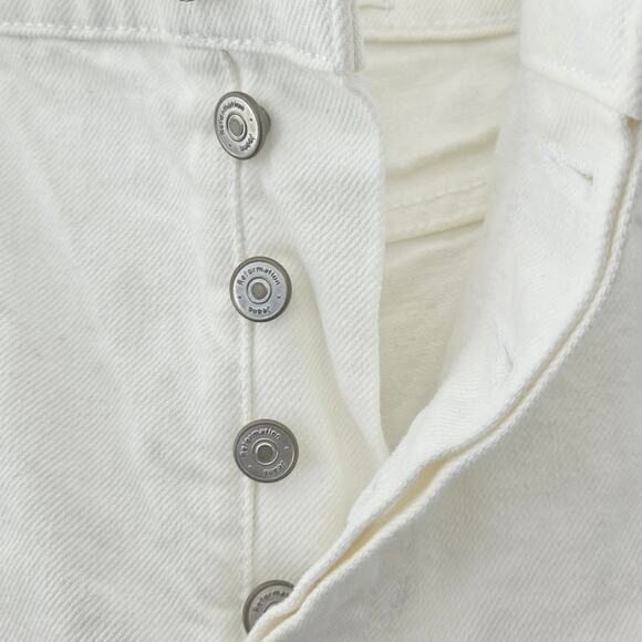 Reformation‎ Charlie High Rise Denim Jean Shorts Raw Hem White New Size 31 - Picture 6 of 9